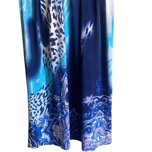 Seven Islands Blue Print V-Neck Maxi Dress. Size Small - Picture 3 of 8